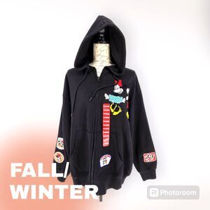 Disney Women's Character Full Zip Hoodie Black XL